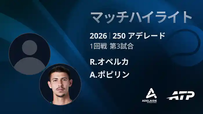 250 アデレード シングルス1回戦 R.オペルカ VS A.ポピリン マッチハイライト [ATPツアー 2026]