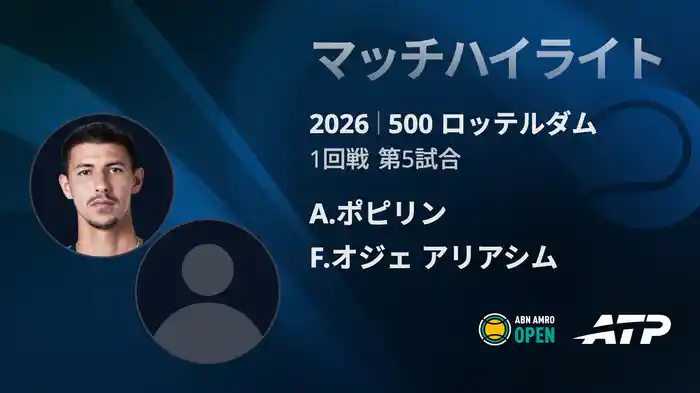 500 ロッテルダム シングルス1回戦 A.ポピリン VS F.オジェ アリアシム マッチハイライト [ATPツアー 2026]