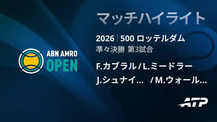 500 ロッテルダム ダブルス準々決勝 F.カブラル/L.ミードラー VS J.シュナイッター/M.ウォールナー マッチハイライト [ATPツアー 2026]