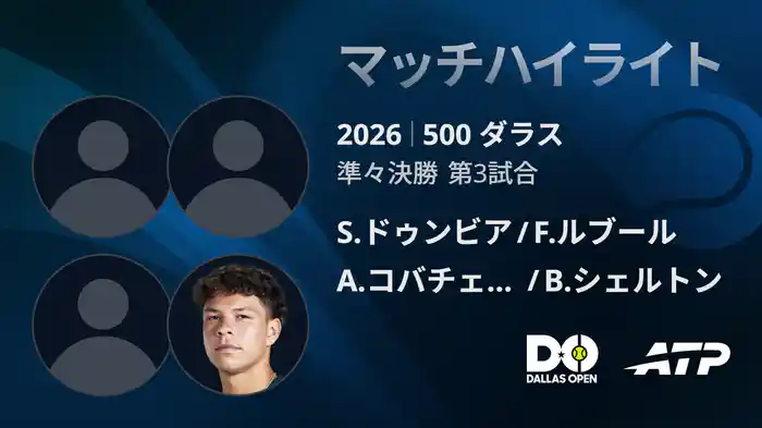 500 ダラス ダブルス準々決勝 S.ドゥンビア/ F.ルブール VS A.コバチェビッチ/ B.シェルトン マッチハイライト [ATPツアー 2026]