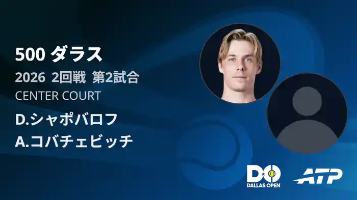500 ダラス シングルス2回戦 D.シャポバロフ VS A.コバチェビッチ フルマッチ [ATPツアー 2026]