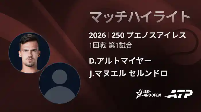 250 ブエノスアイレス シングルス1回戦 D.アルトマイヤー VS J.マヌエル セルンドロ マッチハイライト [ATPツアー 2026]