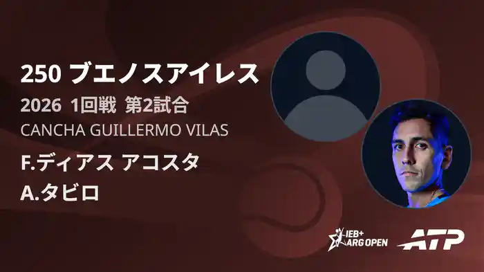 250 ブエノスアイレス シングルス1回戦 F.ディアス アコスタ VS A.タビロ フルマッチ [ATPツアー 2026]