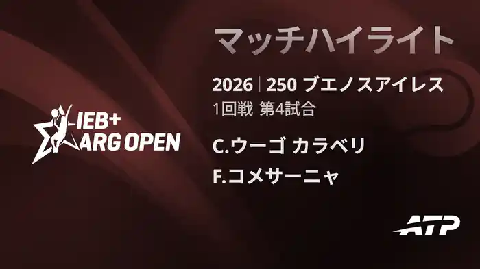 250 ブエノスアイレス シングルス1回戦 C.ウーゴ カラベリ VS F.コメサーニャ マッチハイライト [ATPツアー 2026]