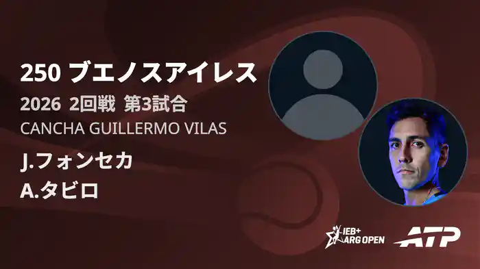 250 ブエノスアイレス シングルス2回戦 J.フォンセカ VS A.タビロ フルマッチ [ATPツアー 2026]