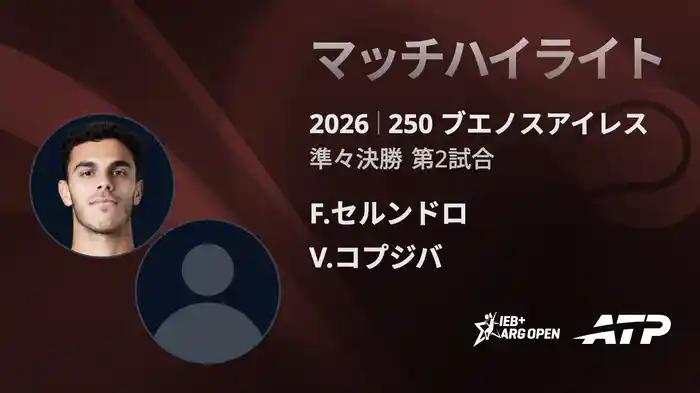 250 ブエノスアイレス シングルス準々決勝 F.セルンドロ VS V.コプジバ マッチハイライト [ATPツアー 2026]