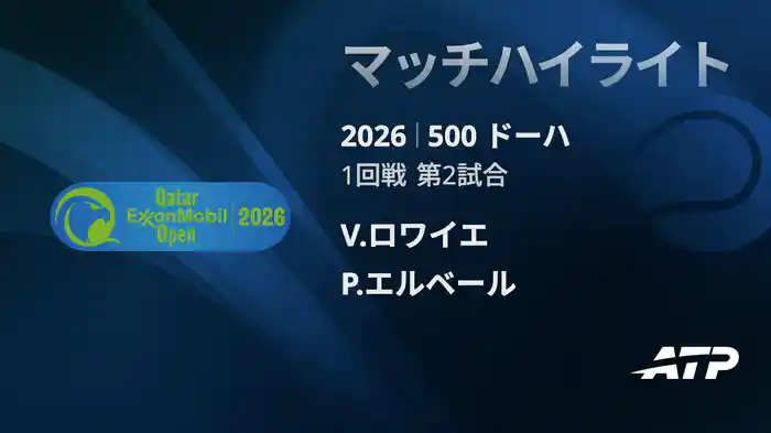500 ドーハ シングルス1回戦 V.ロワイエ VS P.エルベール マッチハイライト [ATPツアー 2026]