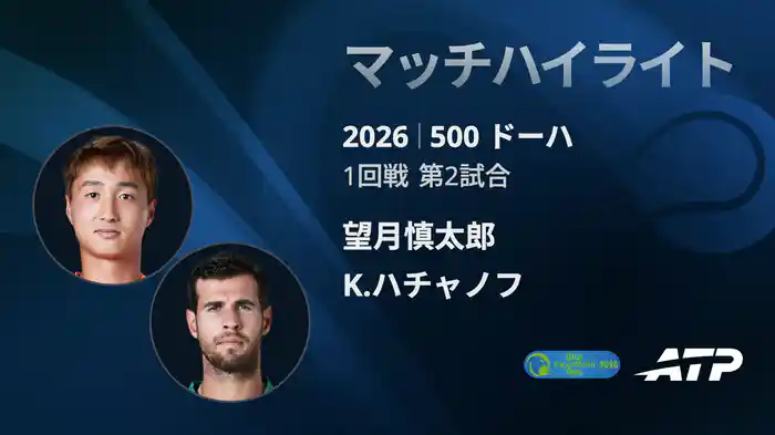500 ドーハ シングルス1回戦 望月慎太郎 VS K.ハチャノフ マッチハイライト [ATPツアー 2026]