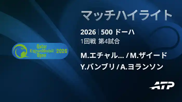 500 ドーハ ダブルス1回戦 M.エチャルギ/M.ザイード VS Y.バンブリ/A.ヨランソン マッチハイライト [ATPツアー 2026]
