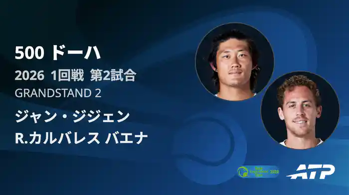 500 ドーハ シングルス1回戦 ジャン・ジジェン VS R.カルバレス バエナ フルマッチ [ATPツアー 2026]