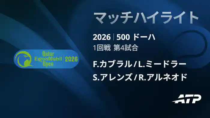 500 ドーハ ダブルス1回戦 F.カブラル/L.ミードラー VS S.アレンズ/R.アルネオド マッチハイライト [ATPツアー 2026]