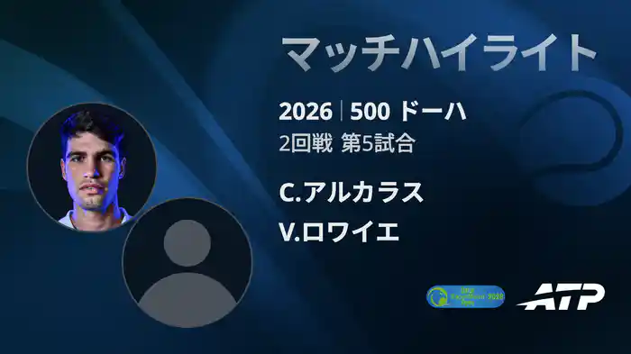 500 ドーハ シングルス2回戦 C.アルカラス VS V.ロワイエ マッチハイライト [ATPツアー 2026]