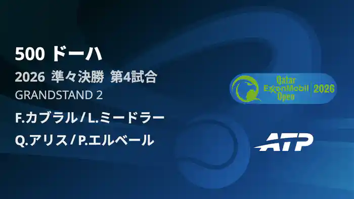 500 ドーハ ダブルス準々決勝 F.カブラル/L.ミードラー VS Q.アリス/P.エルベール フルマッチ [ATPツアー 2026]