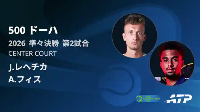 500 ドーハ シングルス準々決勝 J.レヘチカ VS A.フィス フルマッチ [ATPツアー 2026]
