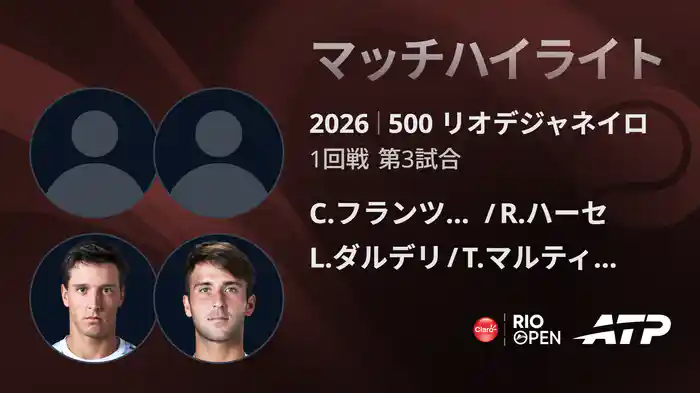 500 リオデジャネイロ ダブルス1回戦 C.フランツェン/R.ハーセ VS L.ダルデリ/T.マルティン エチェベリー マッチハイライト [ATPツアー 2026]