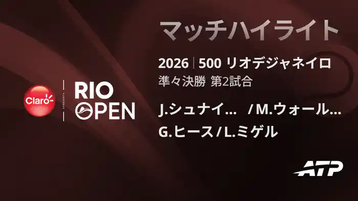 500 リオデジャネイロ ダブルス準々決勝 J.シュナイッター/M.ウォールナー VS G.ヒース/L.ミゲル マッチハイライト [ATPツアー 2026]