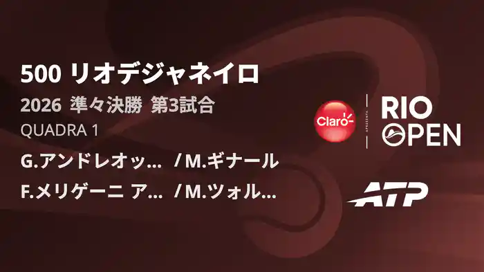 500 リオデジャネイロ ダブルス準々決勝 G.アンドレオッツィ/M.ギナール VS F.メリゲーニ アルベス/M.ツォルマン フルマッチ [ATPツアー 2026]