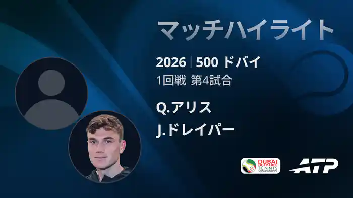 500 ドバイ シングルス1回戦 Q.アリス VS J.ドレイパー マッチハイライト [ATPツアー 2026]