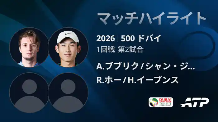 500 ドバイ ダブルス1回戦 A.ブブリク/シャン・ジュンチャン VS R.ホー/H.イーブンス マッチハイライト [ATPツアー 2026]