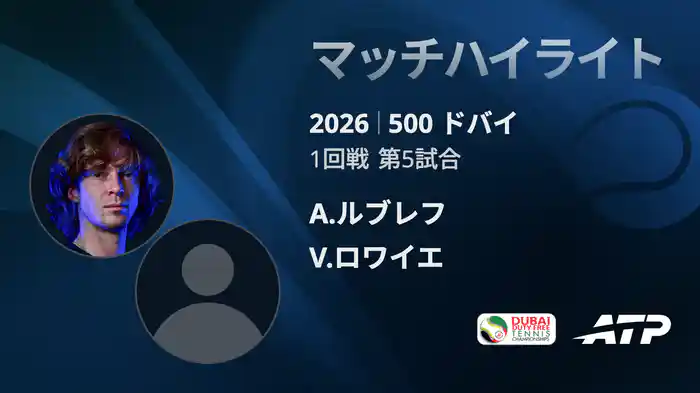 500 ドバイ シングルス1回戦 A.ルブレフ VS V.ロワイエ マッチハイライト [ATPツアー 2026]