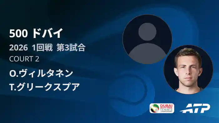 500 ドバイ シングルス1回戦 O.ヴィルタネン VS T.グリークスプア フルマッチ [ATPツアー 2026]