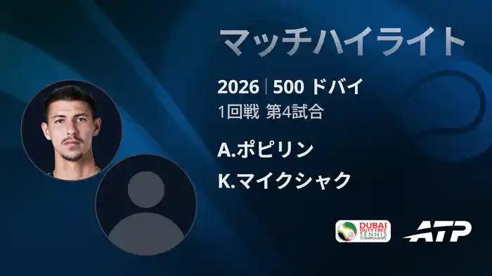 500 ドバイ シングルス1回戦 A.ポピリン VS K.マイクシャク マッチハイライト [ATPツアー 2026]