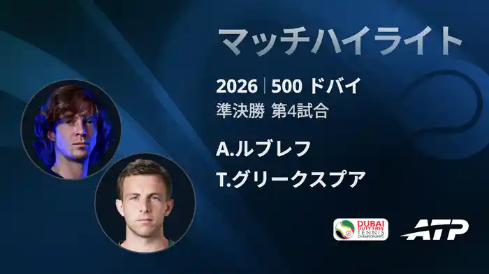 500 ドバイ シングルス準決勝 A.ルブレフ VS T.グリークスプア マッチハイライト [ATPツアー 2026]