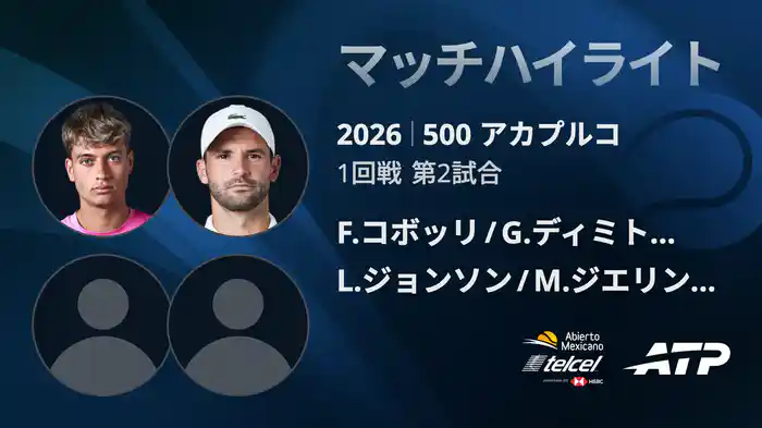 500 アカプルコ ダブルス1回戦 F.コボッリ/G.ディミトロフ VS L.ジョンソン/M.ジエリンスキー マッチハイライト [ATPツアー 2026]