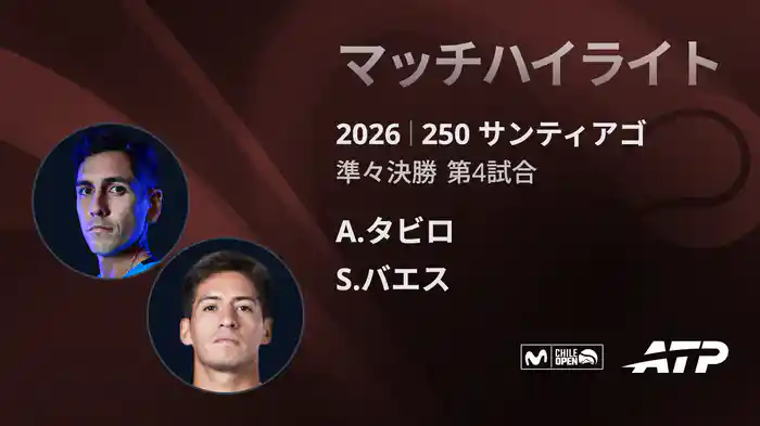 250 サンティアゴ シングルス準々決勝 A.タビロ VS S.バエス マッチハイライト [ATPツアー 2026]