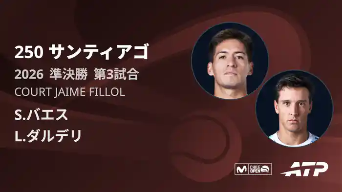 250 サンティアゴ シングルス準決勝 S.バエス VS L.ダルデリ フルマッチ [ATPツアー 2026]