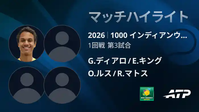 1000 インディアンウェルズ ダブルス1回戦 G.ディアロ/E.キング VS O.ルス/R.マトス マッチハイライト [ATPツアー 2026]