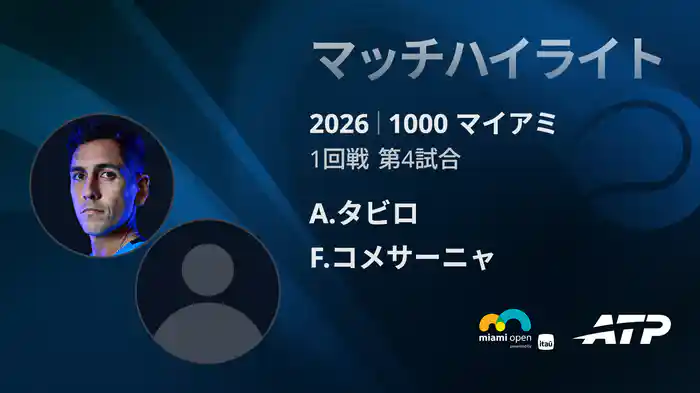 1000 マイアミ シングルス1回戦 A.タビロ VS F.コメサーニャ マッチハイライト [ATPツアー 2026]
