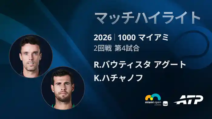 1000 マイアミ シングルス2回戦 R.バウティスタ アグート VS K.ハチャノフ マッチハイライト [ATPツアー 2026]