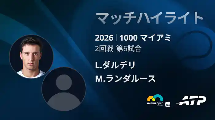 1000 マイアミ シングルス2回戦 L.ダルデリ VS M.ランダルース マッチハイライト [ATPツアー 2026]