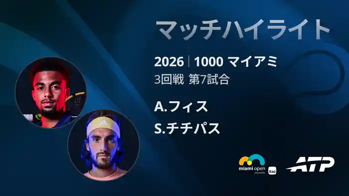 1000 マイアミ シングルス3回戦 A.フィス VS S.チチパス マッチハイライト [ATPツアー 2026]