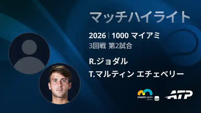 1000 マイアミ シングルス3回戦 R.ジョダル VS T.マルティン エチェベリー マッチハイライト [ATPツアー 2026]