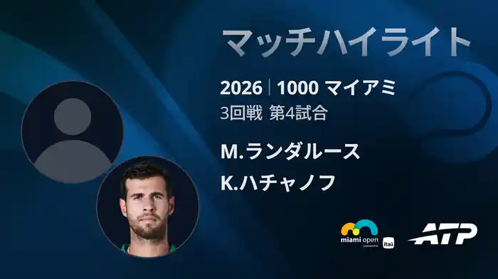 1000 マイアミ シングルス3回戦 M.ランダルース VS K.ハチャノフ マッチハイライト [ATPツアー 2026]