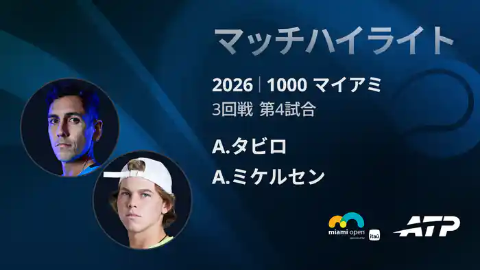 1000 マイアミ シングルス3回戦 A.タビロ VS A.ミケルセン マッチハイライト [ATPツアー 2026]