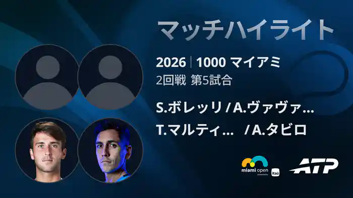 1000 マイアミ ダブルス2回戦 S.ボレッリ/A.ヴァヴァッソーリ VS T.マルティン エチェベリー/A.タビロ マッチハイライト [ATPツアー 2026]
