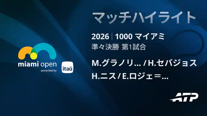 1000 マイアミ ダブルス準々決勝 M.グラノリェルス/H.セバジョス VS H.ニス/E.ロジェ＝バセラン マッチハイライト [ATPツアー 2026]