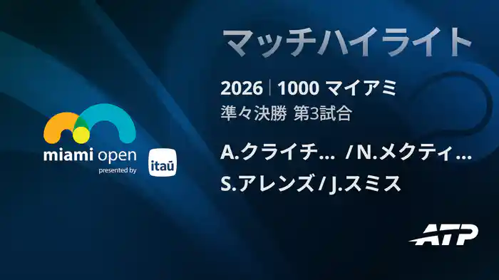1000 マイアミ ダブルス準々決勝 A.クライチェク/N.メクティッチ VS S.アレンズ/J.スミス マッチハイライト [ATPツアー 2026]