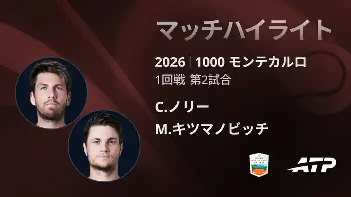 1000 モンテカルロ シングルス1回戦 C.ノリー VS M.キツマノビッチ マッチハイライト [ATPツアー 2026]