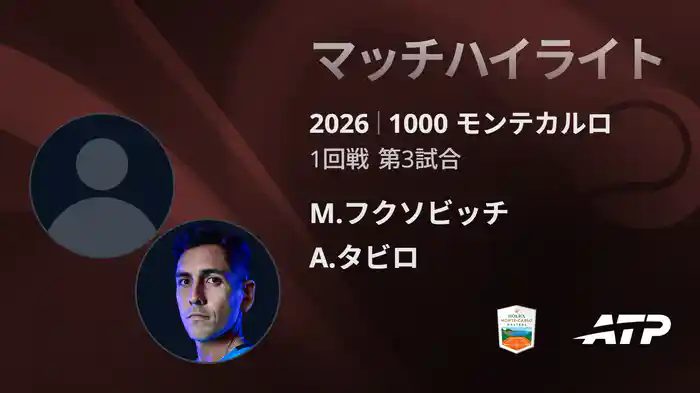 1000 モンテカルロ シングルス1回戦 M.フクソビッチ VS A.タビロ マッチハイライト [ATPツアー 2026]