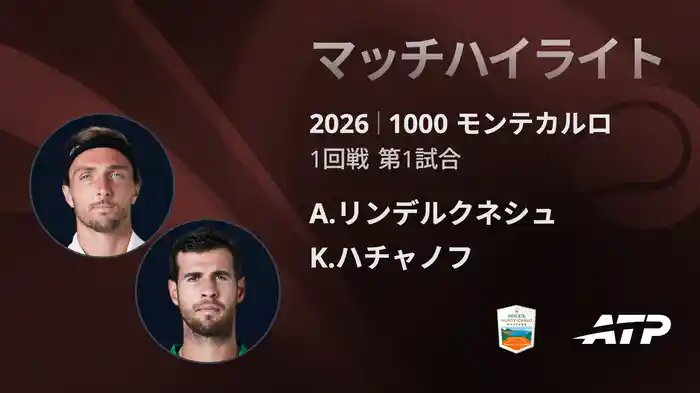 1000 モンテカルロ シングルス1回戦 A.リンデルクネシュ VS K.ハチャノフ マッチハイライト [ATPツアー 2026]