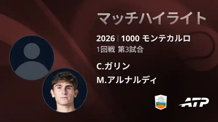 1000 モンテカルロ シングルス1回戦 C.ガリン VS M.アルナルディ マッチハイライト [ATPツアー 2026]