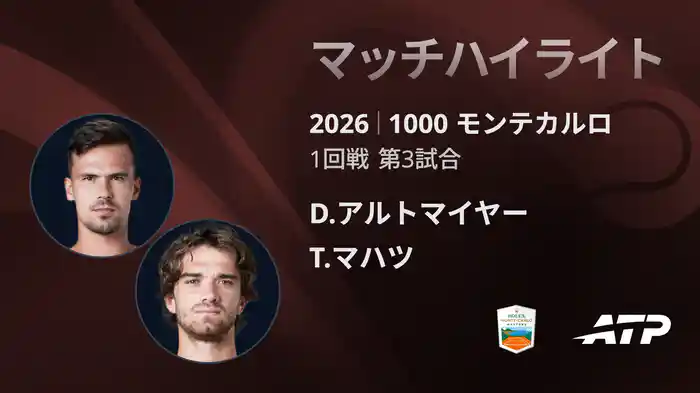 1000 モンテカルロ シングルス1回戦 D.アルトマイヤー VS T.マハツ マッチハイライト [ATPツアー 2026]