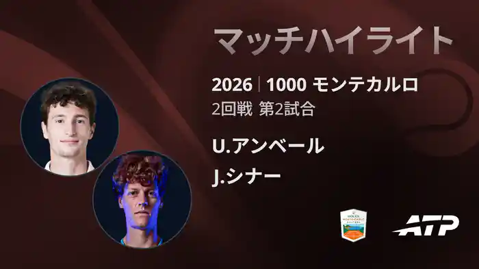 1000 モンテカルロ シングルス2回戦 U.アンベール VS J.シナー マッチハイライト [ATPツアー 2026]