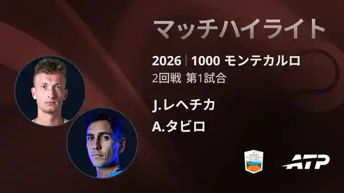 1000 モンテカルロ シングルス2回戦 J.レヘチカ VS A.タビロ マッチハイライト [ATPツアー 2026]