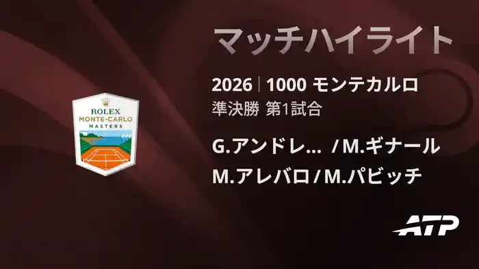 1000 モンテカルロ ダブルス準決勝 G.アンドレオッツィ/M.ギナール VS M.アレバロ/M.パビッチ マッチハイライト [ATPツアー 2026]