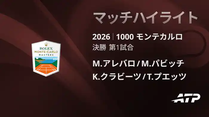 1000 モンテカルロ ダブルス決勝 M.アレバロ/M.パビッチ VS K.クラビーツ/T.プエッツ マッチハイライト [ATPツアー 2026]